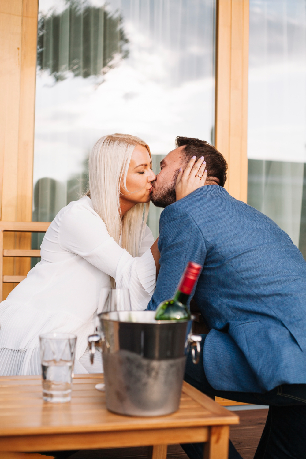 young couple kissing